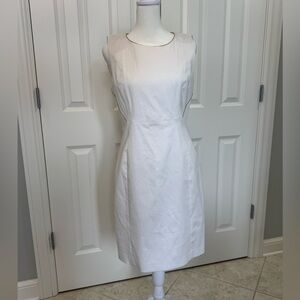 T Tahari White Cali Sleeveless Dress Women’s Size 4 Cotton Elastane Gold NWT
